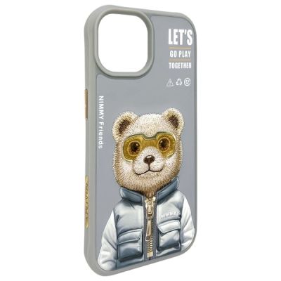 6. Nimmy Cool&Cute 2.0 Bear Case for iPhone 15 - Gray