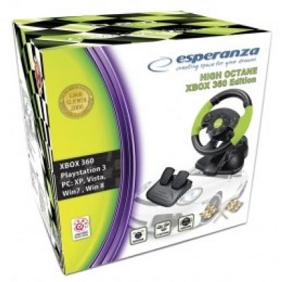 4. Esperanza EG104 steering wheel (PC, Xbox 360; black and green)