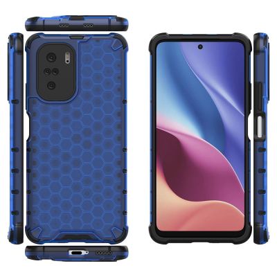 2. Honeycomb Case armor cover with TPU Bumper for Xiaomi Redmi K40 Pro+ / K40 Pro / K40 / Poco F3 blue