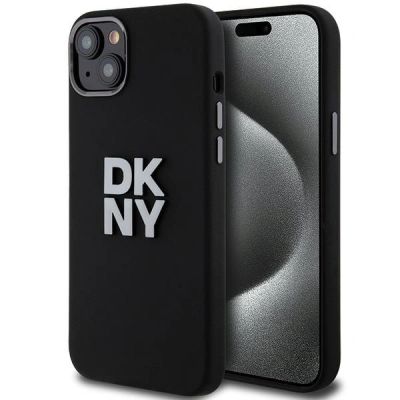 DKNY Liquid Silicone Metal Logo iPhone 15/14/13 Case - Black