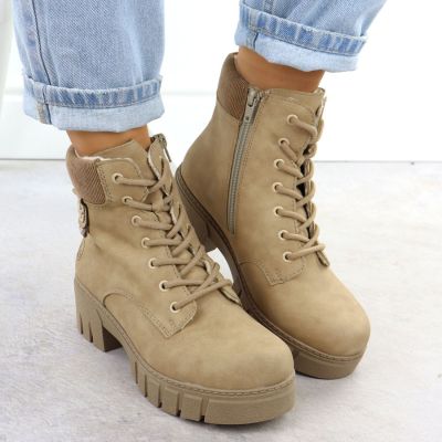 3. Women's beige ankle boots on a block heel Rieker 74532-60