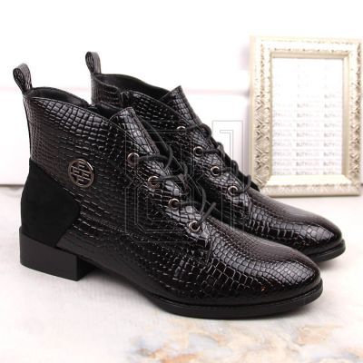 6. Filippo W PAW478A black patent leather ankle boots with insulated crocodile sole