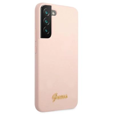4. Guess GUHCS22MLSLMGPP S22+ S906 pink/pink hardcase Silicone Script Metal Logo