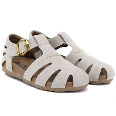4. Beige women's leather sandals Artiker 58C0328
