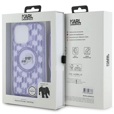 7. Karl Lagerfeld IML Crossbody Monogram Karl & Choupette Head MagSafe case for iPhone 15 Pro - purple