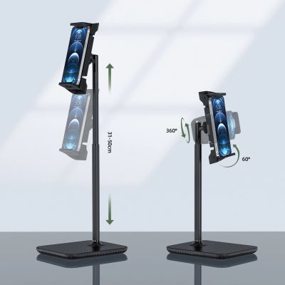 15. Acefast telescopic phone and tablet holder (135-230mm wide) for the desk 360 ° black (E4 black)