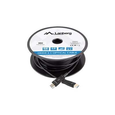 9. LANBERG HDMI CABLE M/M V2.1 30M 8K OPTICAL AOC CA-HDMI-30FB-0300-BK