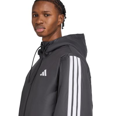 10. Men's adidas Essentials Climawarm 3-Stripes Insulated Hooded Jacket Black JM4042