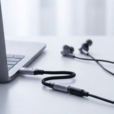 8. Tech-Protect Ultraboost USB-C to Mini Jack 3.5mm DAC adapter - dark gray