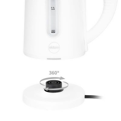 9. ELDOM CORDLESS KETTLE 185B TRIPO WHITE 1000W 0.8 L, BPA FREE, INSULATED