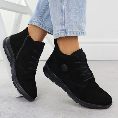 5. Women’s black suede leather ankle boots Rieker Z0022-00
