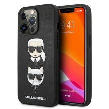 Karl Lagerfeld Saffiano Karl&Choupette Head Case for iPhone 13 Pro / 13 - Black