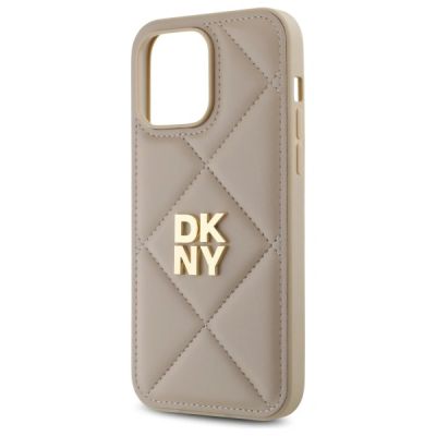 9. DKNY Quilted Stack Logo iPhone 14 Pro Case - Beige