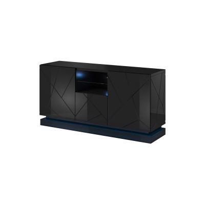 QIU 2D1K chest of drawers 150x41.5xH75 gloss black/gloss black