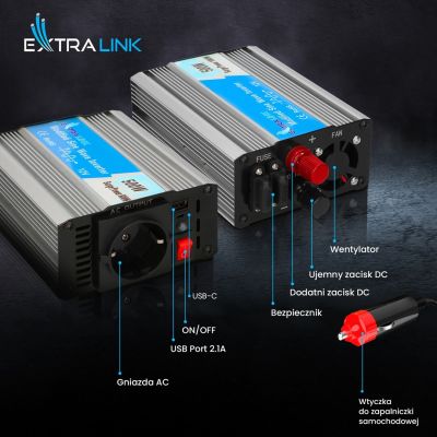 16. Extralink OPIM-500W 12V 500W Modified Sine Car Inverter