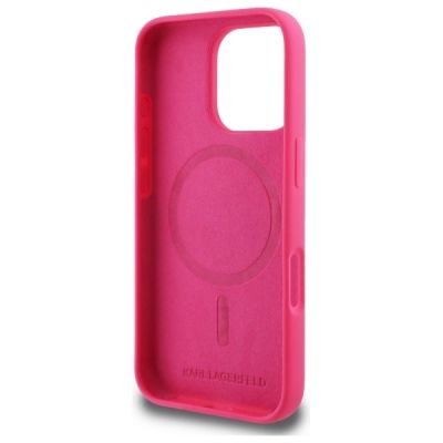 7. Karl Lagerfeld Silicone Choupette Head MagSafe iPhone 16 Pro Case - Pink