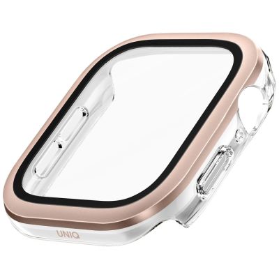 4. Uniq Voute Tempered Glass Case for Apple Watch 10 46mm - Rose Gold