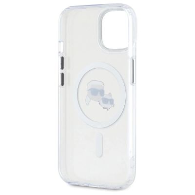 7. Karl Lagerfeld IML Metal Karl&Choupette Head MagSafe iPhone 15 Case - White