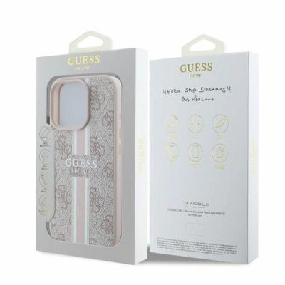 4. Guess 4G Printed Stripes MagSafe iPhone 16 Pro Case - Pink