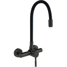 Wall-mounted kitchen tap with a curved spout