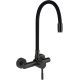 Wall-mounted kitchen tap with a curved spout