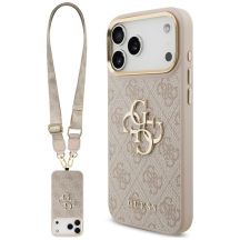 Guess 4G Big 4G Classic Logo Big Strap Metal Buttons Case for iPhone 18 Pro Max / 17 Pro Max – pink