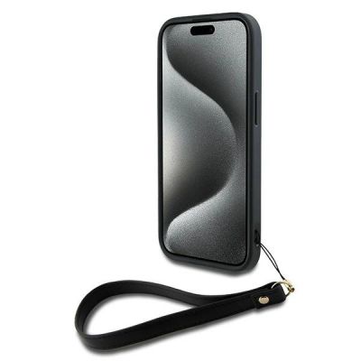 6. DKNY Wrist Strap Stock Logo case for iPhone 15 / 14 / 13 - black