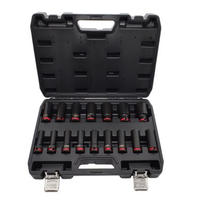 AWTOOLS IMPACT SOCKET SET 1/2" 16 pcs 10-32mm LONG BLACK LINE