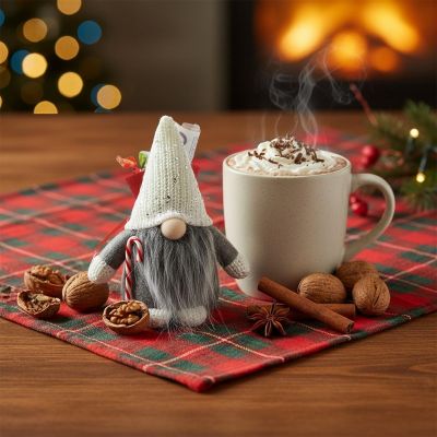 13. DECORATIVE SANTA CLAUS WITH GIFT BAG 15CM RED