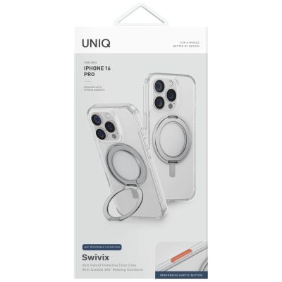 4. Uniq Swivix 360 Rotating Kickstand Case for iPhone 16 Pro - Transparent