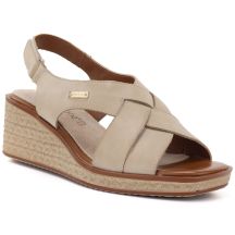 Beige Sergio Leone SK297 women's leather wedge sandals