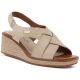 Beige Sergio Leone SK297 women's leather wedge sandals