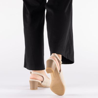 9. Beige leather open-toe pumps Rieker 44651-60