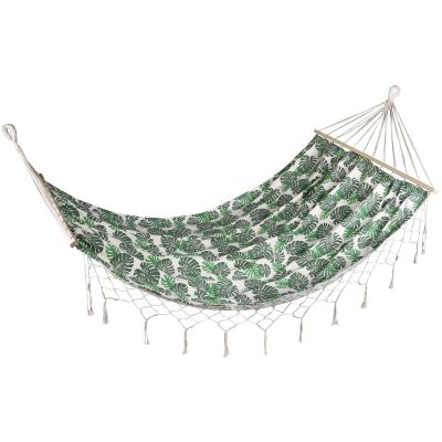 GARDEN HAMMOCK FOR 2 PEOPLE 200X150CM WITH SPREADER BAR AND FRINGE MIAMI NATURA JUNGLE