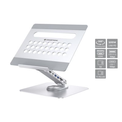 CONCEPTRONIC Laptop Holder with Docking Station 7 in 1 Silver