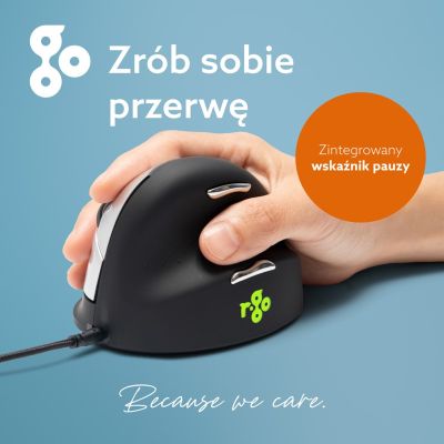 37. Ergonomic mouse for right-handed users R-Go Pele HE USB large black/silver retail