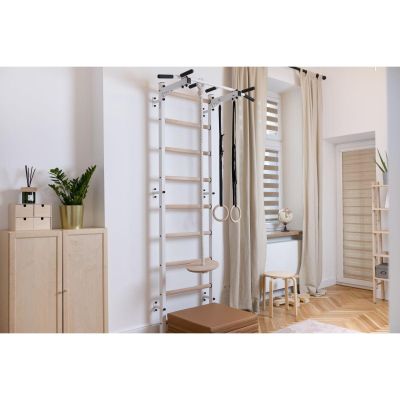 11. GYMNASTIC WOODEN AND METAL WALL BAR WITH METAL BAR AND ACCESSORIES FOR CHILDREN BENCHK 721W A076