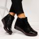 19. Women’s black insulated leather ankle boots with print, Filippo