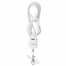 Activejet 3-in-1 white lanyard with charging cable. Available with various connectors: USB-C, Lightning Adapter, USB-A.