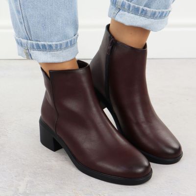 7. Women's insulated ankle boots with a block heel, burgundy Sergio Leone BT25239