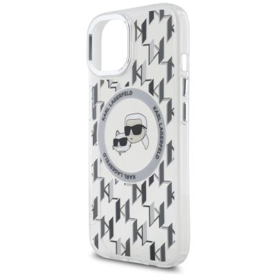 6. Karl Lagerfeld IML Monogram Karl & Choupette Head MagSafe iPhone 15 Case - Clear