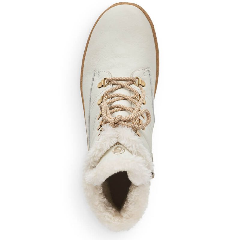 26. Remonte W RKR629 wool-lined waterproof leather ankle boots, white
