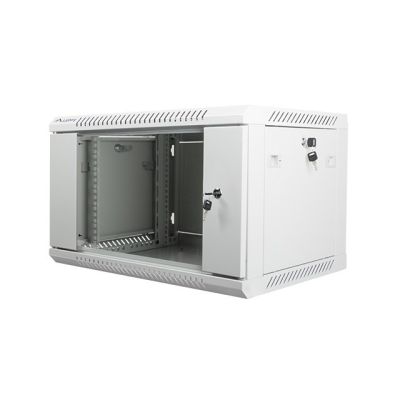2. Lanberg WF01-6406-10S single-section lockable cabinet (6U; 368mm / 600mm / 450mm; wall-mounted; Glass; 19''; gray)
