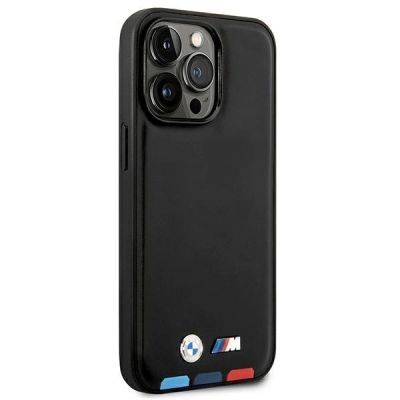 4. Case BMW BMHMP14L22PTDK iPhone 14 Pro 6.1 "black / black Leather Stamp Tricolor Magsafe