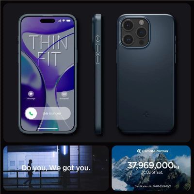 7. Spigen Thin Fit iPhone 15 Pro Max Case - Black Metal