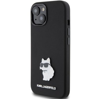 2. Karl Lagerfeld Silicone Choupette Metal Pin case for iPhone 15 Plus / 14 Plus - black