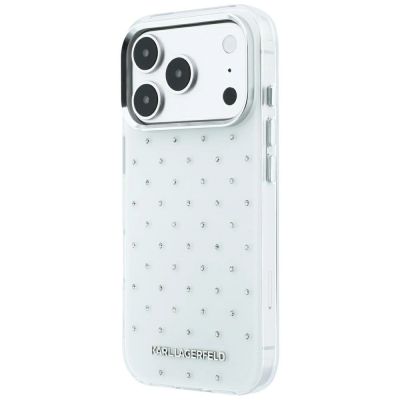 2. Karl Lagerfeld IML Rhinestones Allover and Electroplated Logo Case for iPhone 17 Pro / 18 Pro - White