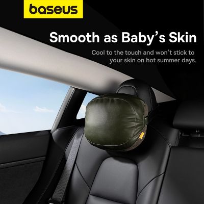15. Baseus ComfortRide Series car headrest cushion with 2 materials - dark green