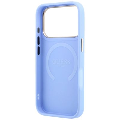 7. Guess Saffiano Peony & Ring MagSafe case for iPhone 17 Pro Max / 18 Pro Max - light blue