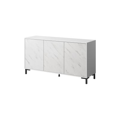 MARMO 3D chest of drawers 150x45xH80.5 white matt/white marble